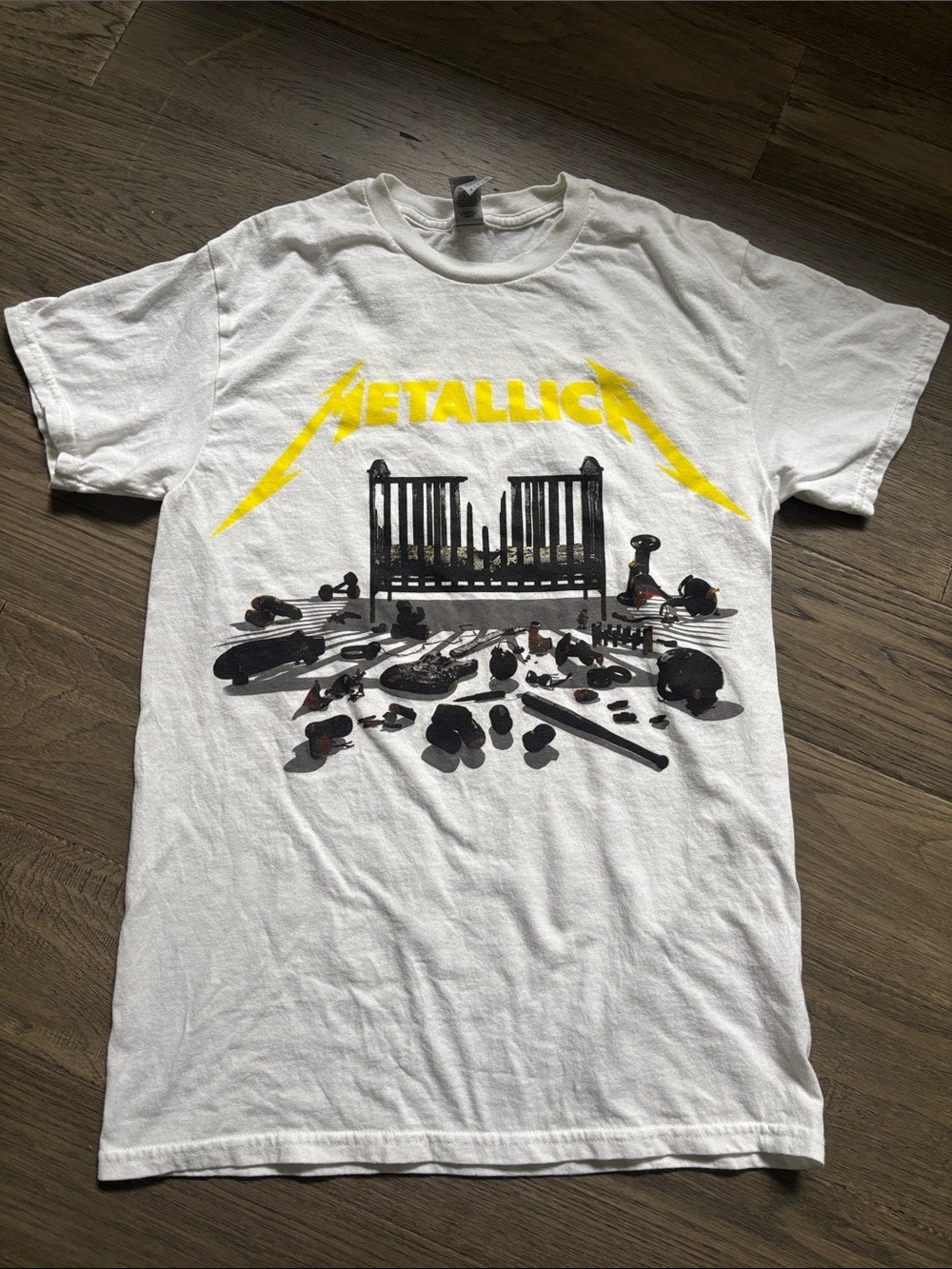 Gildan | Metallica Sofi Stadium Official Simplified White T Shirt Size Small
